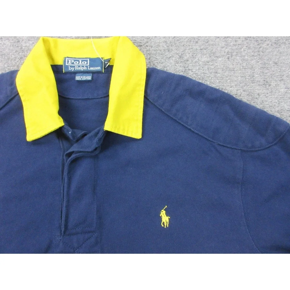 Vintage Polo Ralph Lauren Polo Shirt Mens Small Blue Rugby Cotton Newport‎ Logo